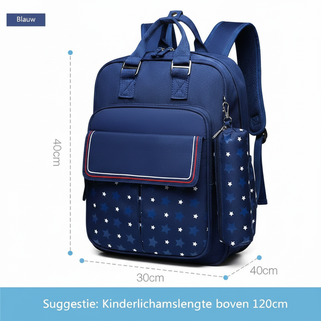 Vrolijke kinderrugzak voor basisschoolkinderen, ideaal als schooltas of dagtas voor jongens en meisjes.
