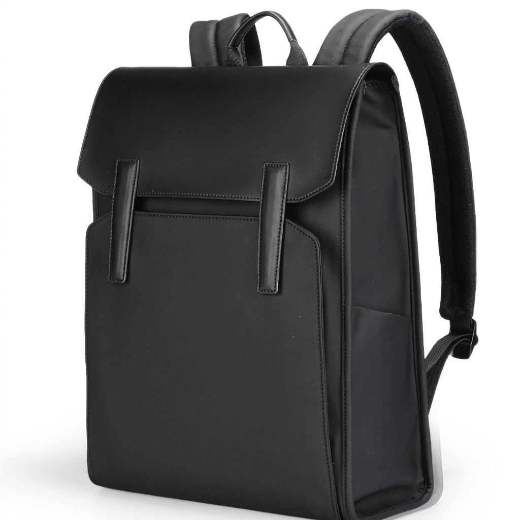 Zwarte grote heren laptoprugzak voor werk, studie en reizen met veel opbergruimte.