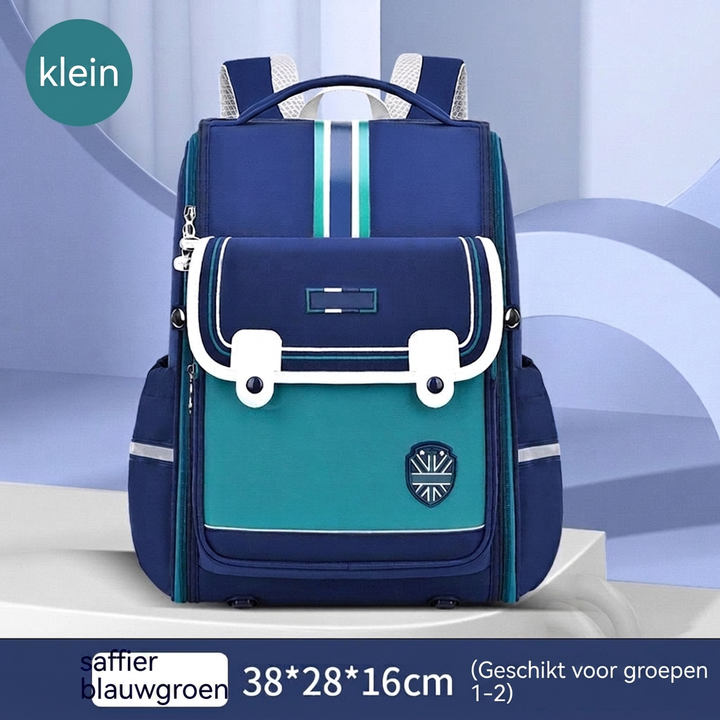 Ergonomische kinderrugzak voor meisjes met rugbescherming, comfortabel en ruim voor dagelijks gebruik.