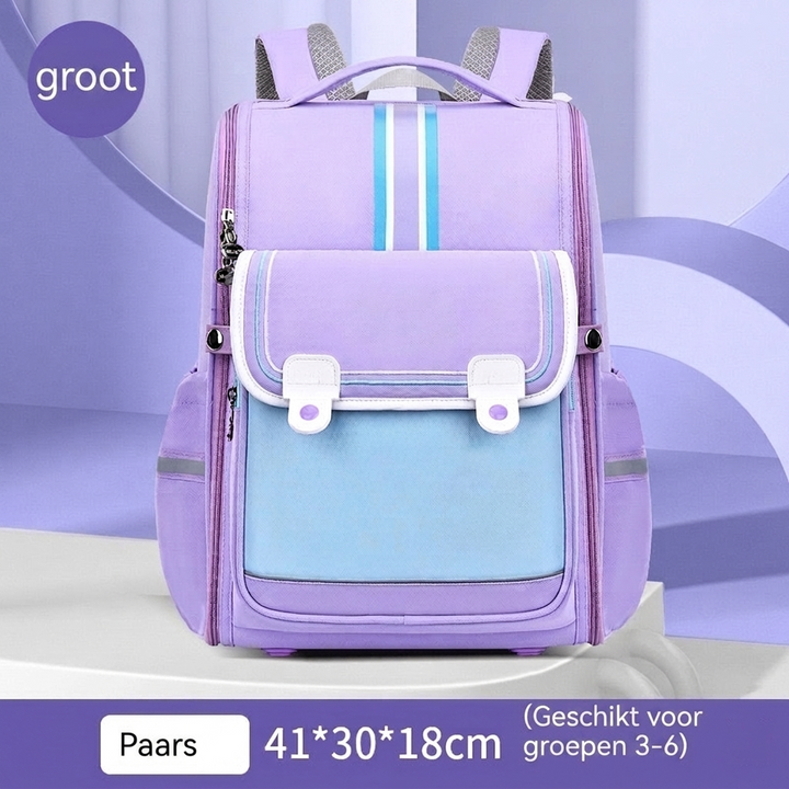 Moderne meisjes schoolrugzak, ruim en lichtgewicht met ergonomische rugsteun voor jonge scholieren.
