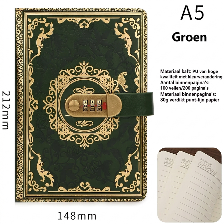 Stijlvol A5 dagboek met cijferslot om al je geheimen en notities veilig te bewaren.
