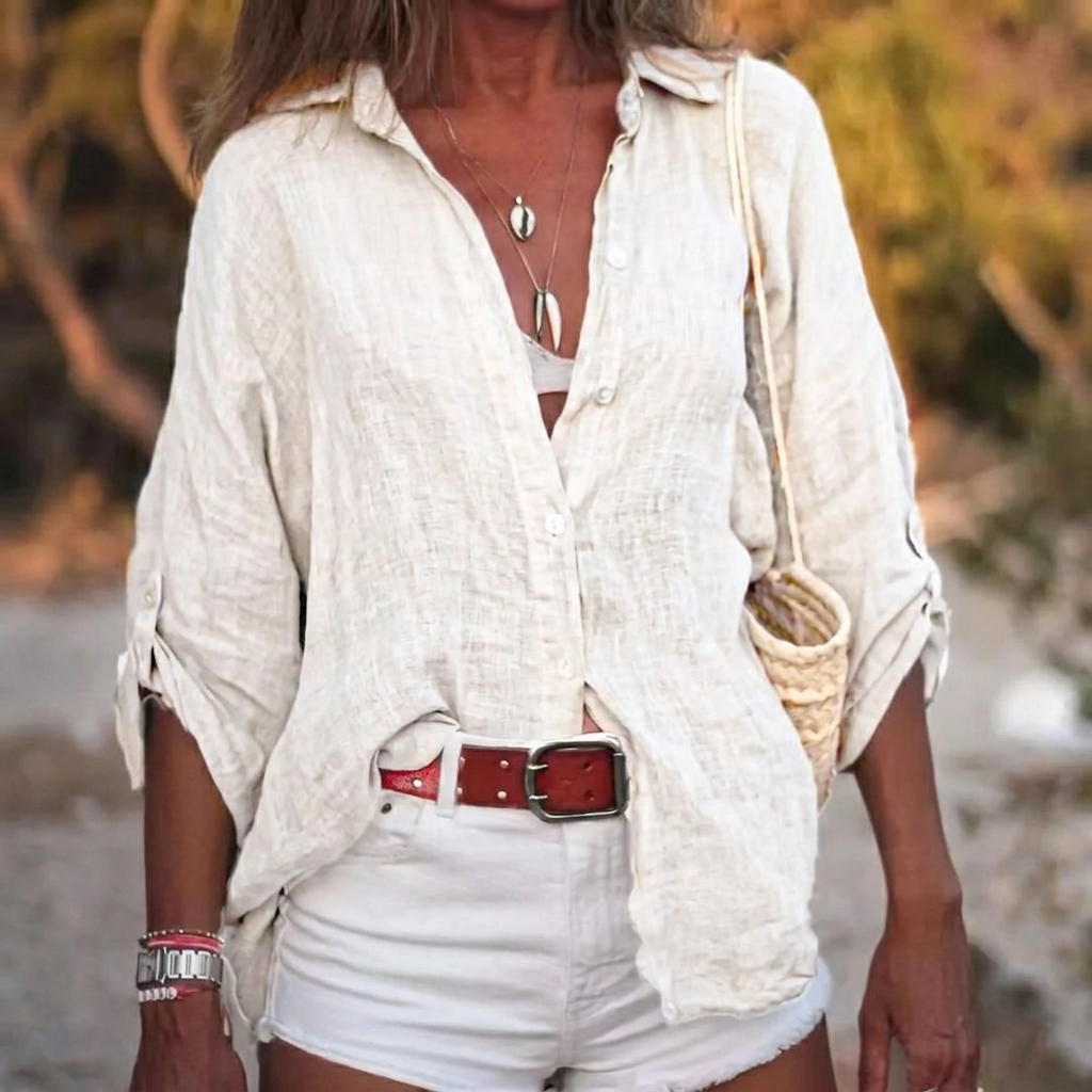 Dames casual hemd met losse pasvorm, effenkleur, perfect voor lente/zomer comfort en dagelijkse stijl.