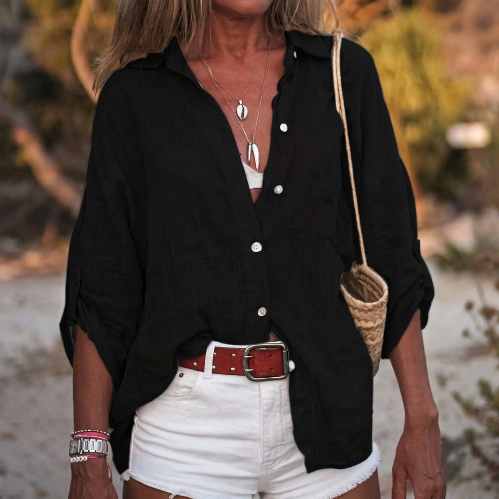 Comfortabel dames shirt met losse pasvorm, ideaal voor ontspannen vrijetijd en veelzijdige lente/zomer mode.