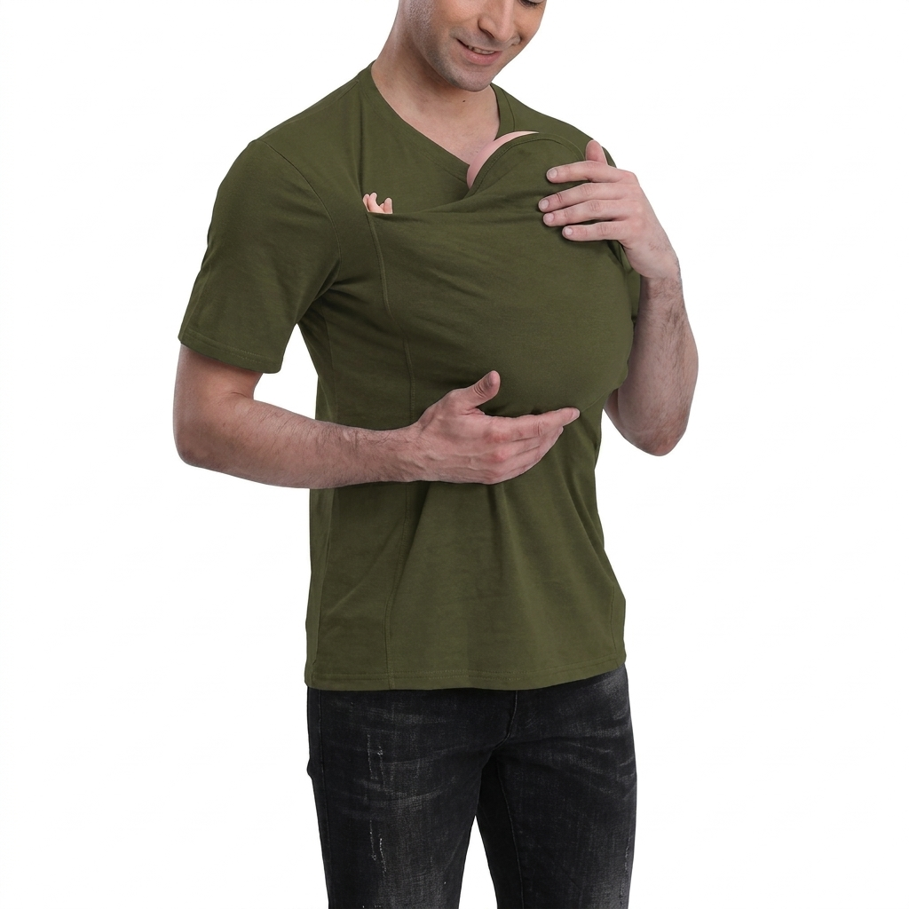 Unisex oudervest met kangoeroezak, ideaal voor papa's en mama's die hun baby comfortabel willen dragen.