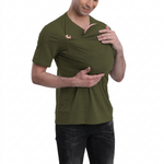Legergroen herenshirt met korte mouwen