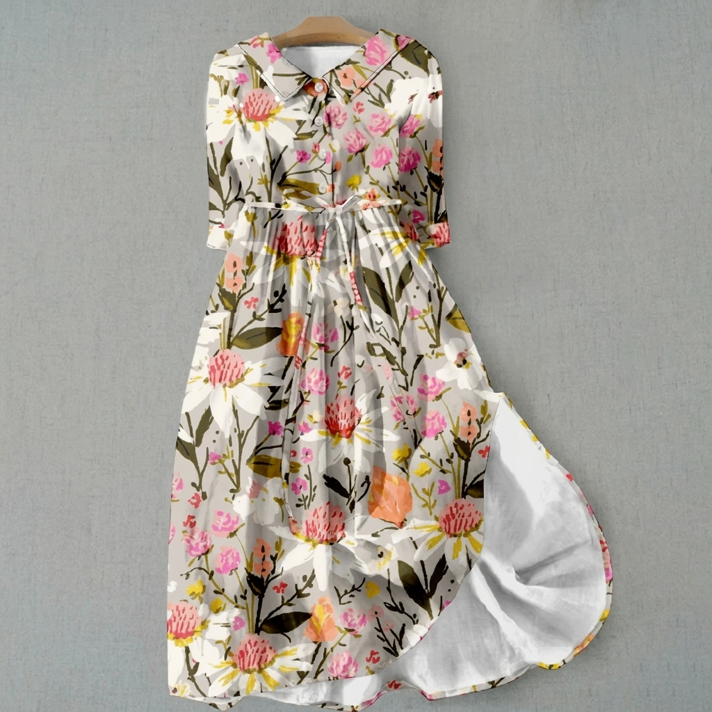 Stijlvolle dames maxi-jurk met bloemenprint. Bohemian look, perfecte lente/zomer kleding voor een casual uitstraling.
