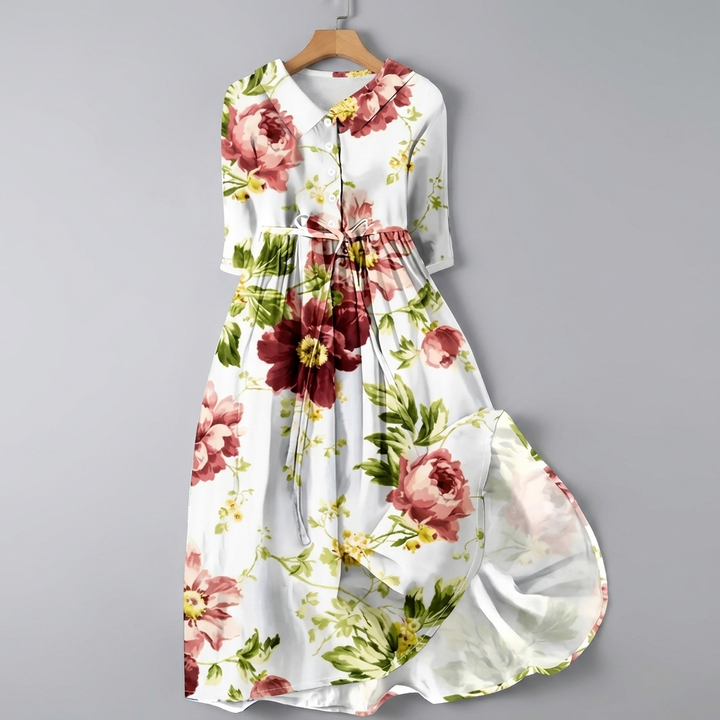 Zomerse bohemian dames maxi-jurk met bloemenprint. Comfortabel, losvallend en trendy voor elke dag.