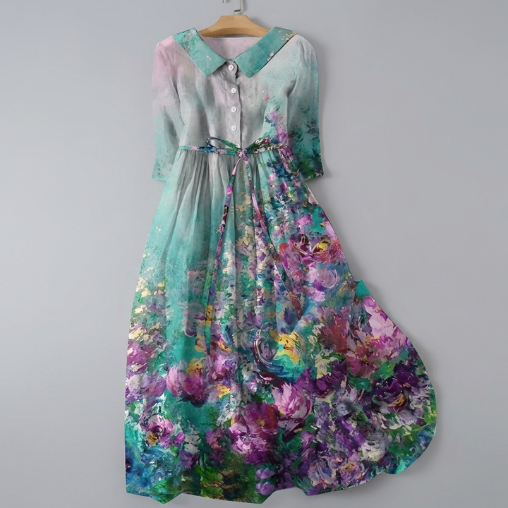 Trendy bohemian dames maxi-jurk CJ26 met kleurrijke bloemenprint. Perfecte zomerkleding voor een stijlvolle look.