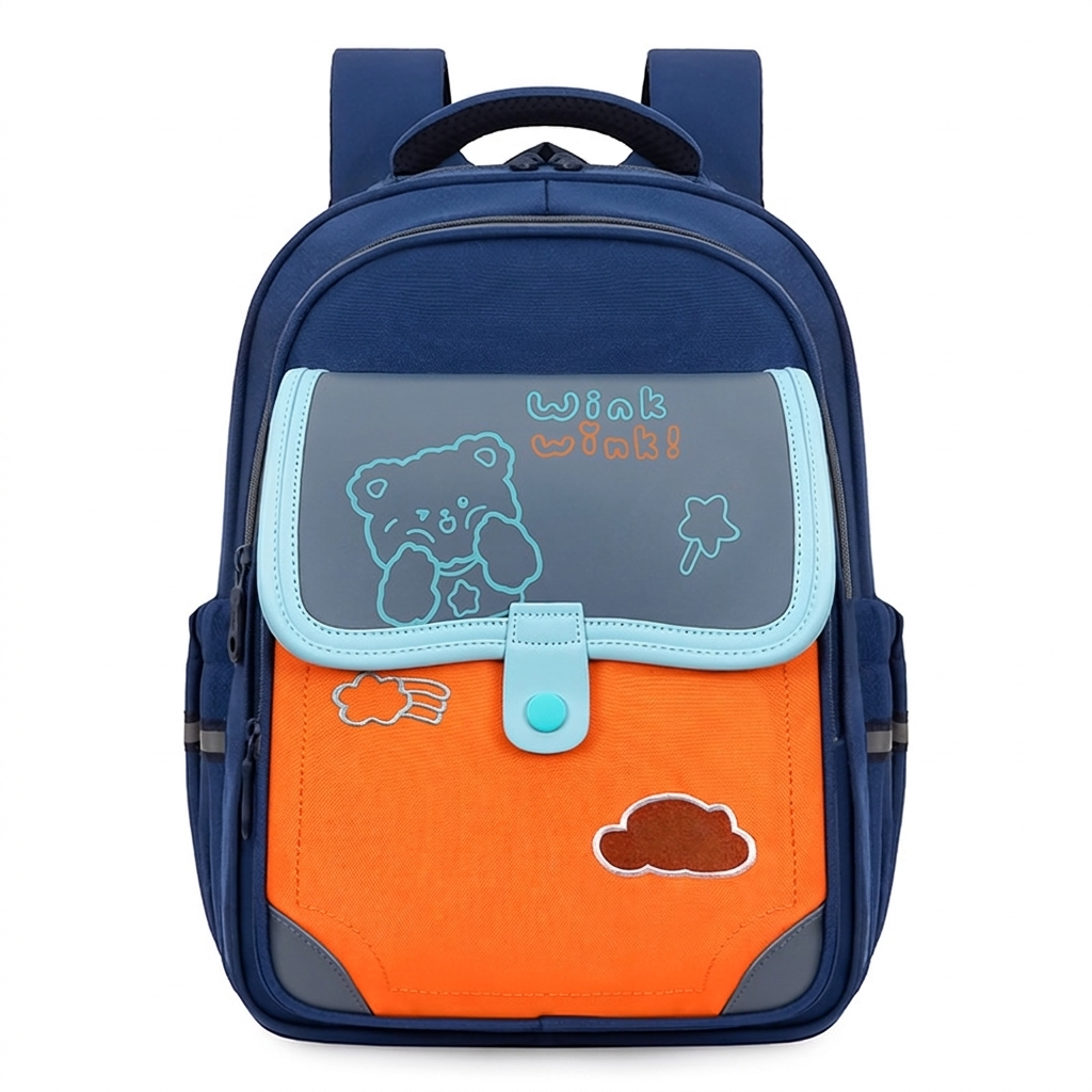 Ruime kinderrugzak voor schoolboeken en lunch. Comfortabele schooltas voor dagelijkse activiteiten.