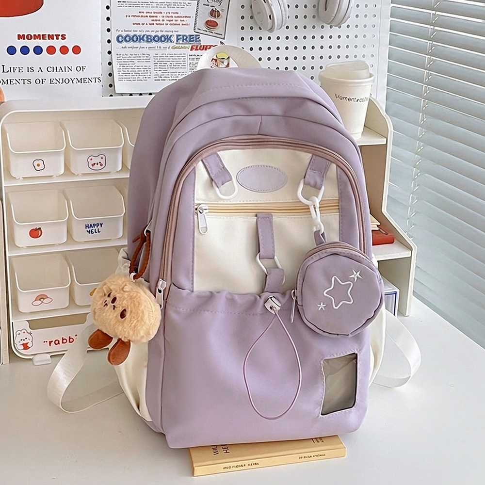 Modieuze Koreaanse meisjesrugzak, ideaal als schooltas of voor reizen en uitjes; jeugdig en praktisch.
