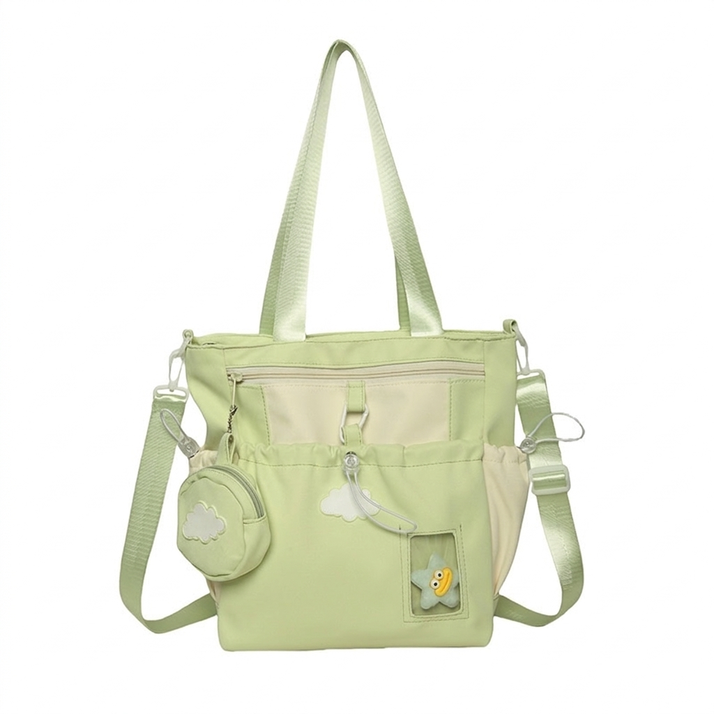 Casual unisex schooltas gedragen door student, perfect voor school, reisrugzak en dagelijks gebruik.