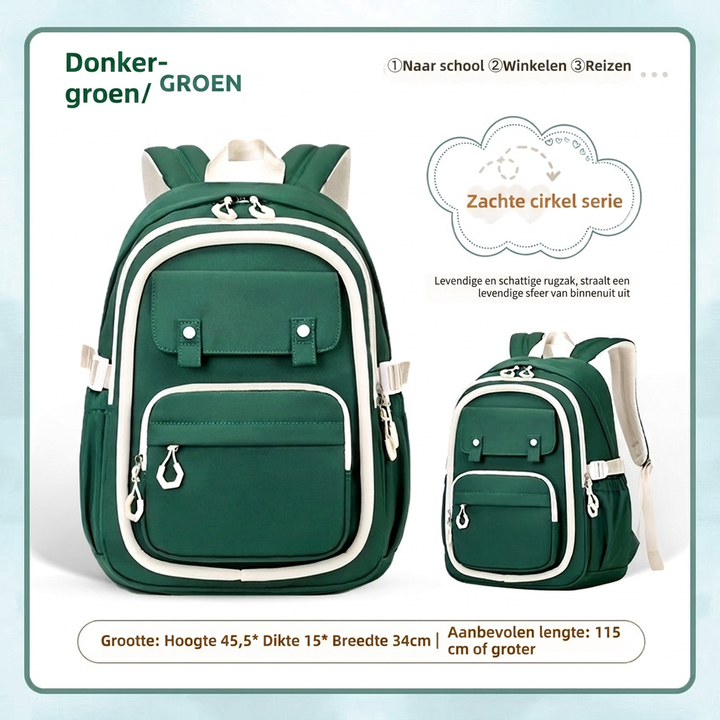 Zwarte meisjes schooltas met multi-vakken, waterbestendig & lichtgewicht. Ideaal voor studenten, dagelijks gebruik.