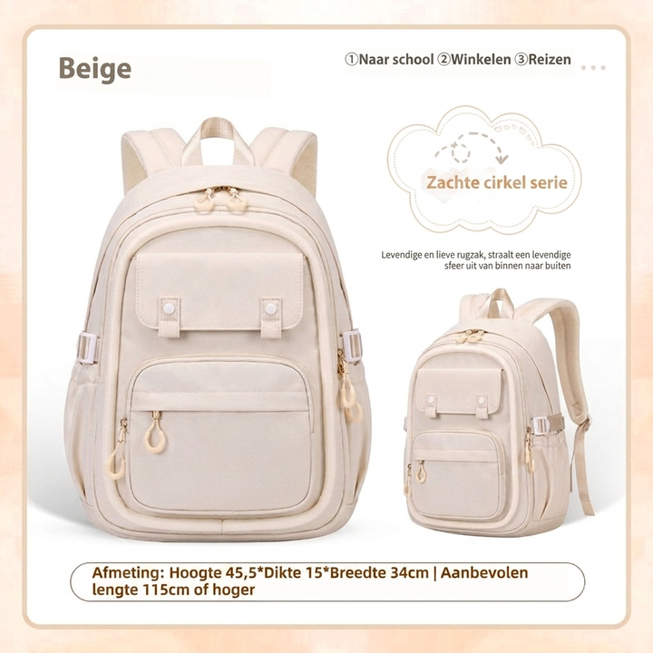 Paarse meisjes schoolrugzak. Deze waterbestendige schooltas heeft meerdere vakken voor dagelijks gebruik & schoolbenodigdheden.