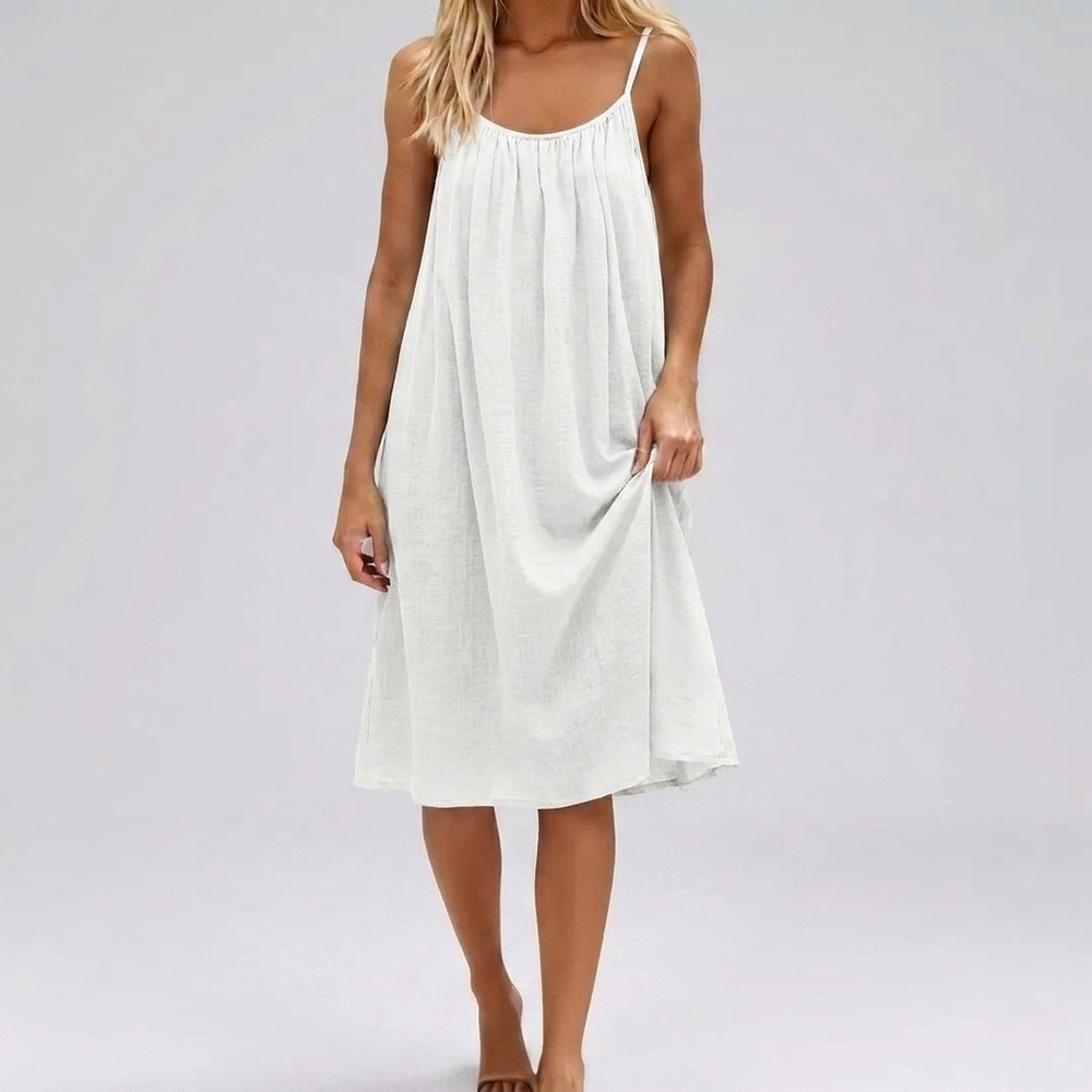 Luchtige casual zomerjurk voor vrouwen (CJ26) met open rug, perfect voor strand of terras.