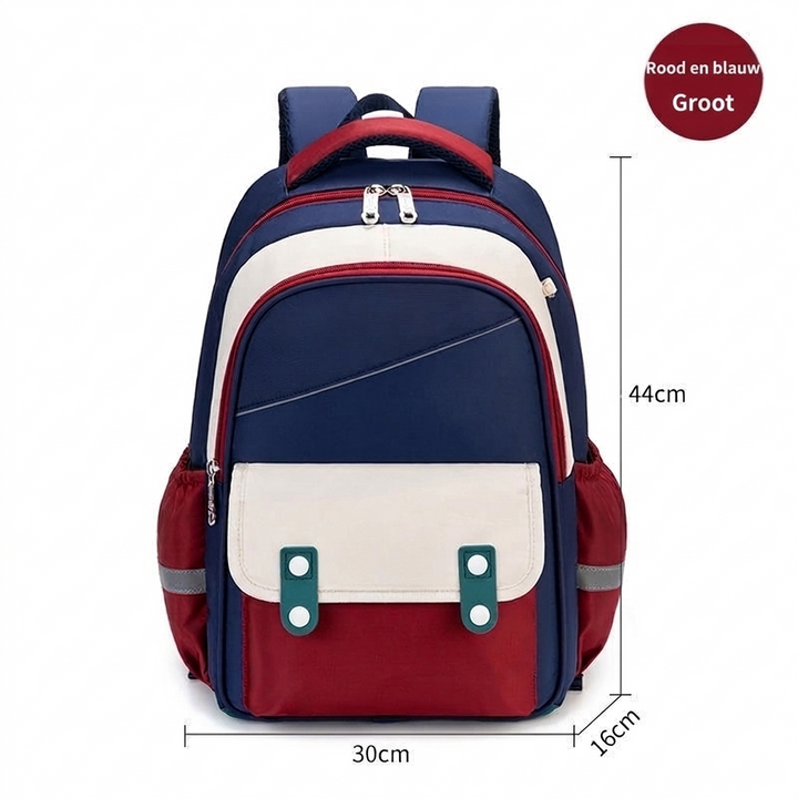 Groene kinderrugzak met meerdere vakken. Ideale schooltas voor basisschool, ruim genoeg voor alle schoolbenodigdheden.