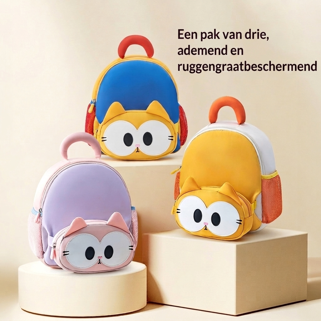 Schattige meisjes minirugzak met vrolijke cartoonprint, ideaal voor kleuterschool of dagje uit.