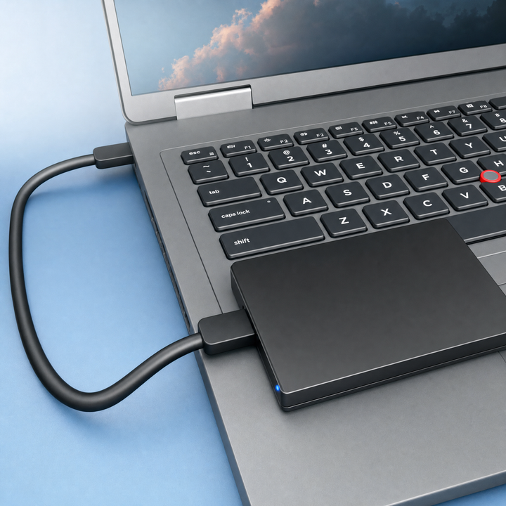 Draagbare externe SSD voor veilige data backup en uitbreiding van opslagruimte. Betrouwbaar computeraccessoire.