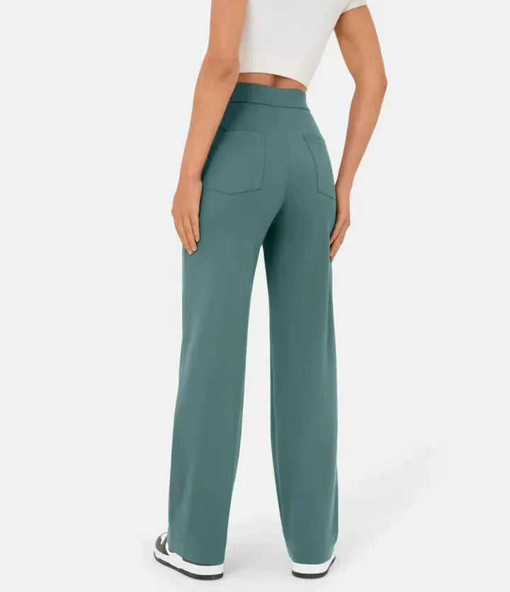 Trendy casual damesbroek met hoge taille, perfecte pasvorm en rechte pijpen.