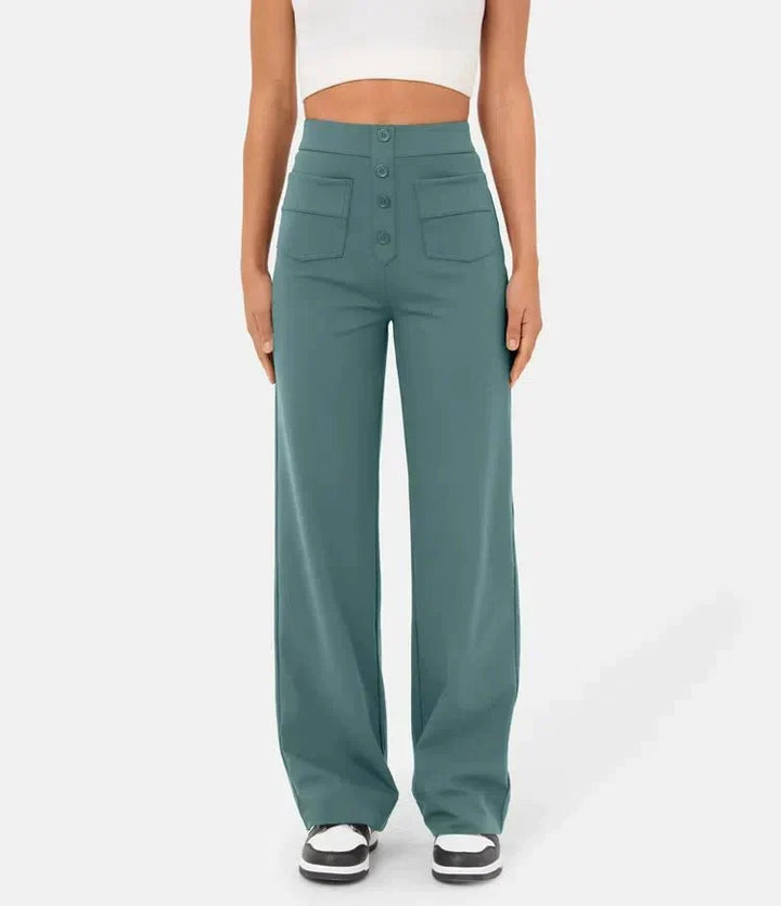 Dames hoge taille broek met rechte pijpen, comfortabel & stijlvol voor dagelijks gebruik.