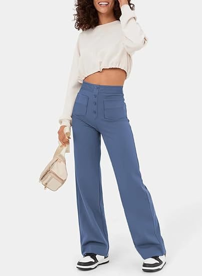 Trendy hoge taille broek met rechte pijpen, casual en comfortabel voor de moderne vrouw.