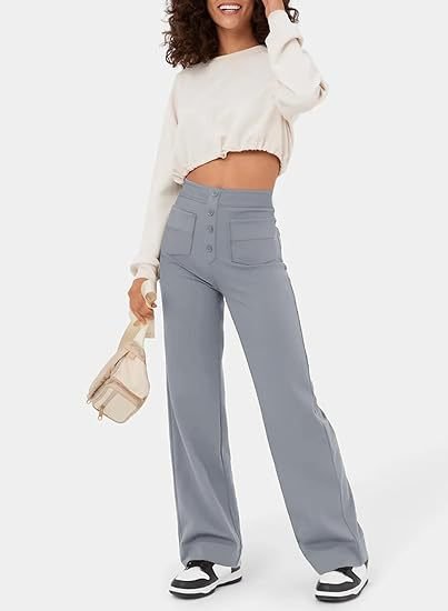 Hoge taille damesbroek, rechte pijpen, ademend en comfortabel voor lentemode.