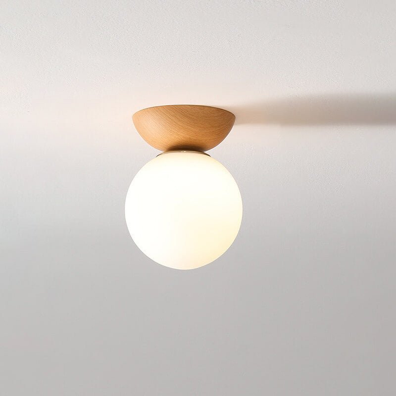 Walnoothouten Hikari LED plafondlamp, energiezuinig design, strakke look voor moderne huizen.