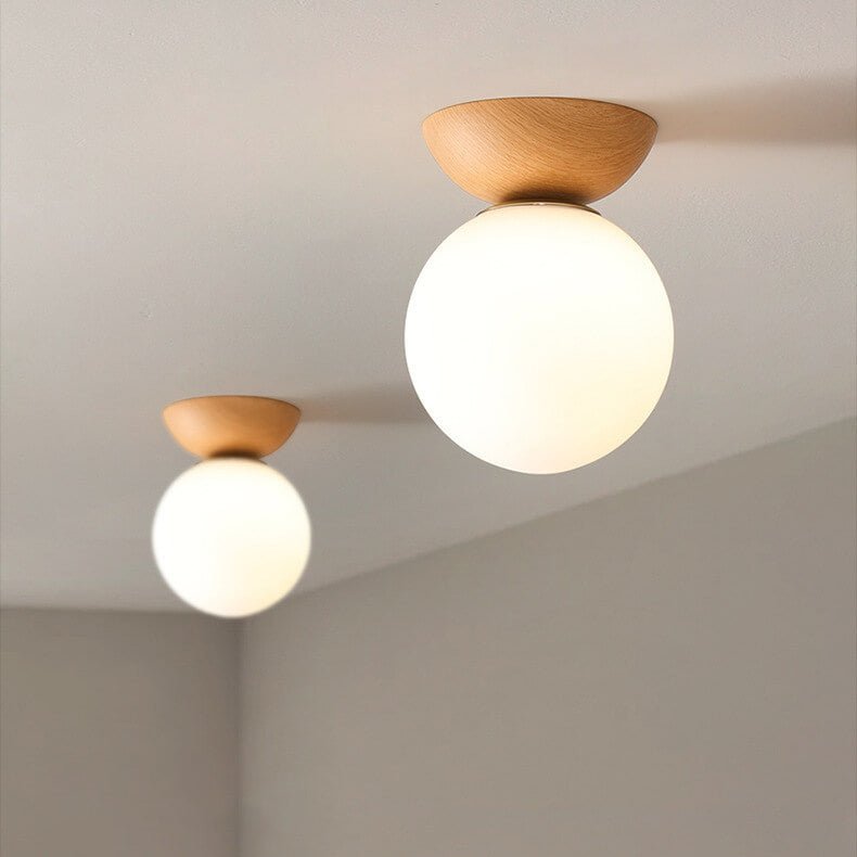 De Hikari LED plafondlamp, walnoothout, creëert een serene en verlichte ambiance.