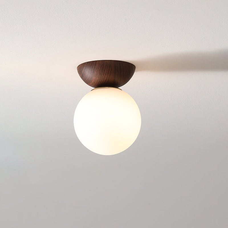 Moderne Hikari LED plafondlamp, Japans geïnspireerd, warme sfeerverlichting in walnoot.