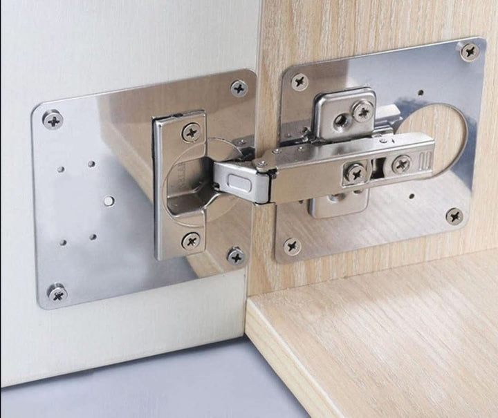 Efficiënte universele scharnierkit voor snelle reparatie van beschadigde scharnieren in kasten en deuren thuis.