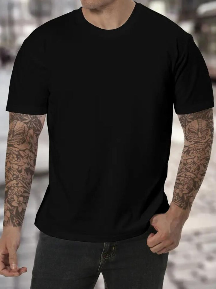 Casual heren hoge hals T-shirt, veelzijdig en modern voor lente en zomer.