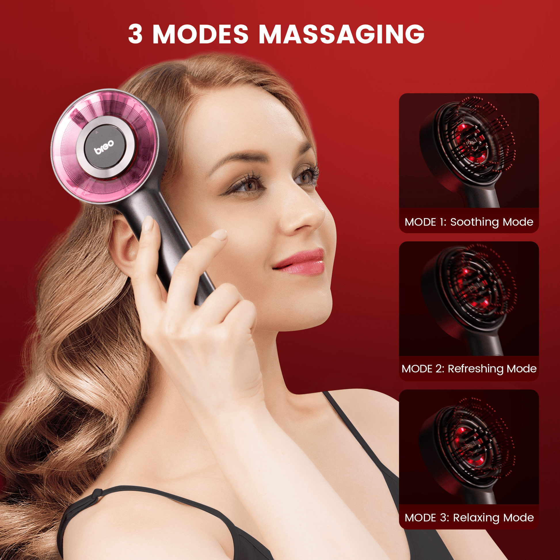 "Hoofdhuid massager borstel met rode lichttherapie, stressverlichtend voor gezonder haar, compacte groene borstelkop"