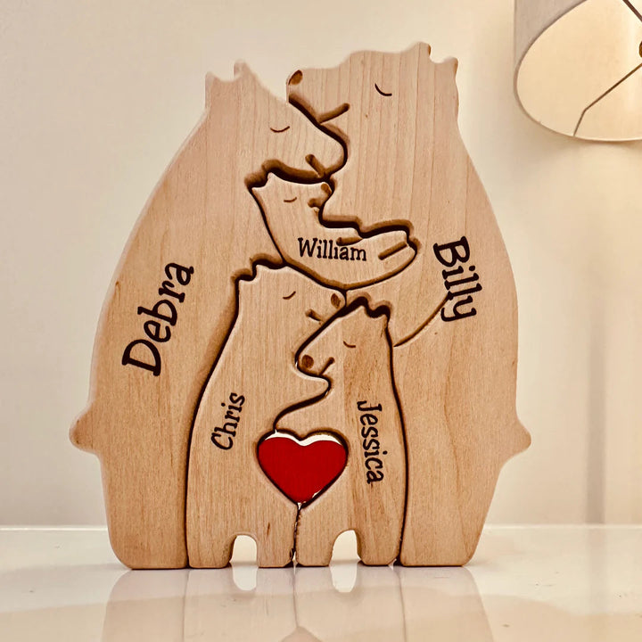 Personaliseerbaar houten berenfamilie decor: een uniek cadeau en persoonlijke woondecoratie voor elk huis.