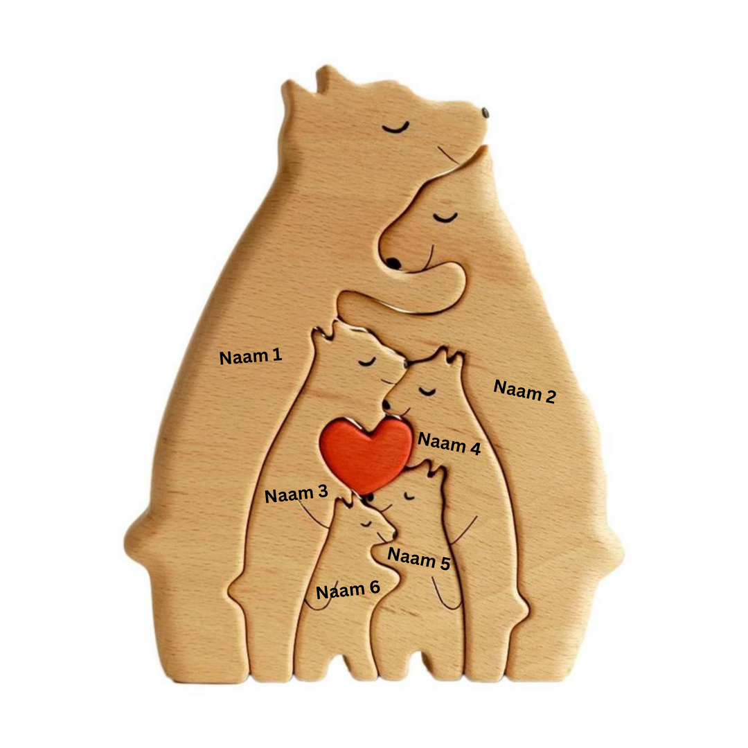 Uniek houten berenfamilie decor, handgemaakt en personaliseerbaar voor een exclusieve huisdecoratie.