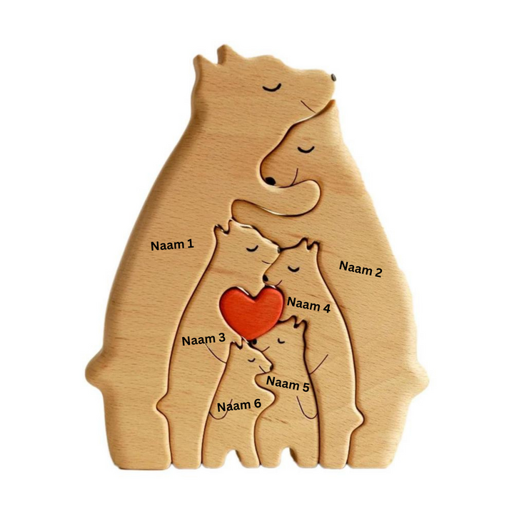 Uniek houten berenfamilie decor, handgemaakt en personaliseerbaar voor een exclusieve huisdecoratie.