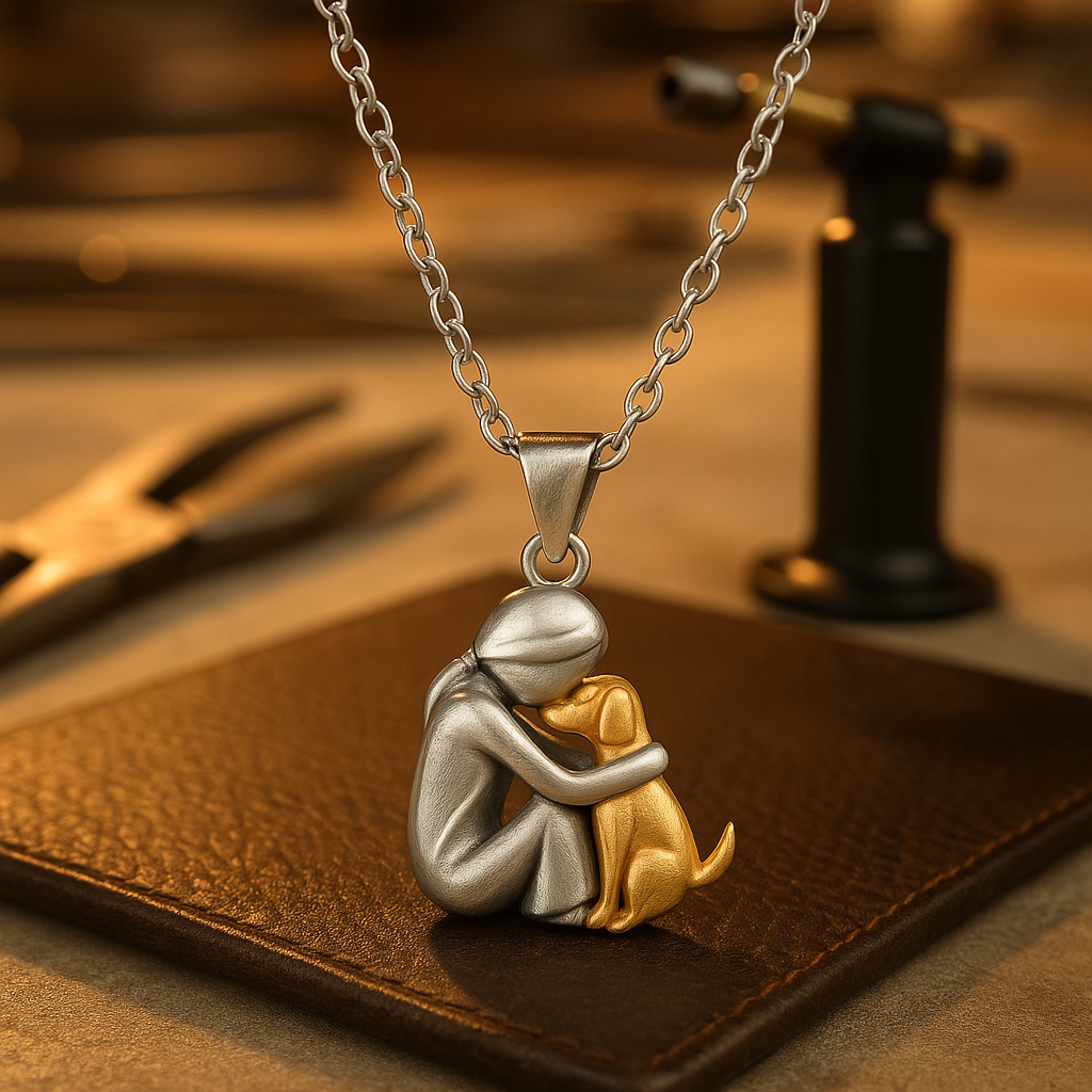 Unisex herdenkingshalsketting Liefdesband voor huisdier, symboliseert de liefdevolle band met hond of kat.