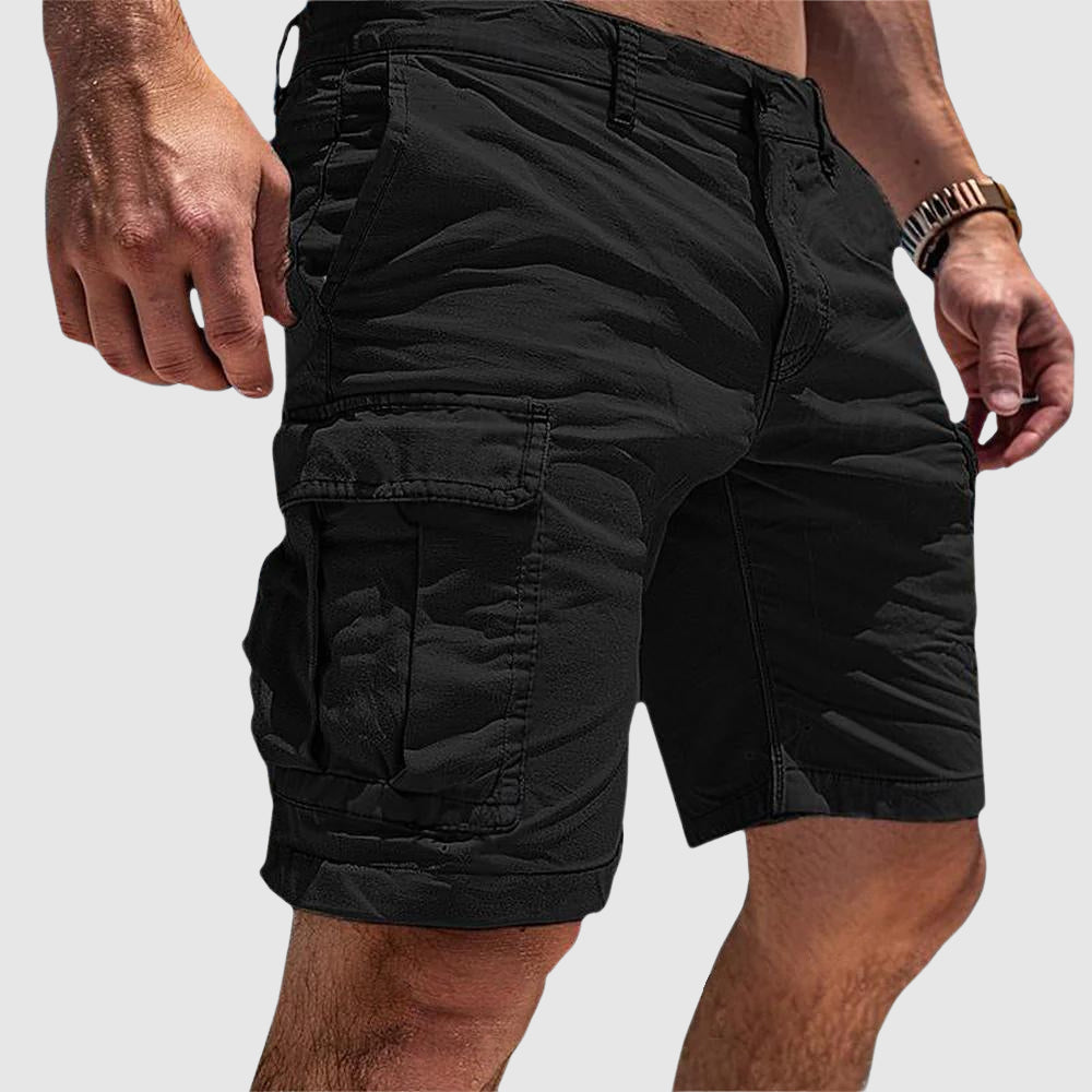 Zwarte heren cargo shorts, veelzijdig en comfortabel, perfect voor dagelijks gebruik en outdoor activiteiten.