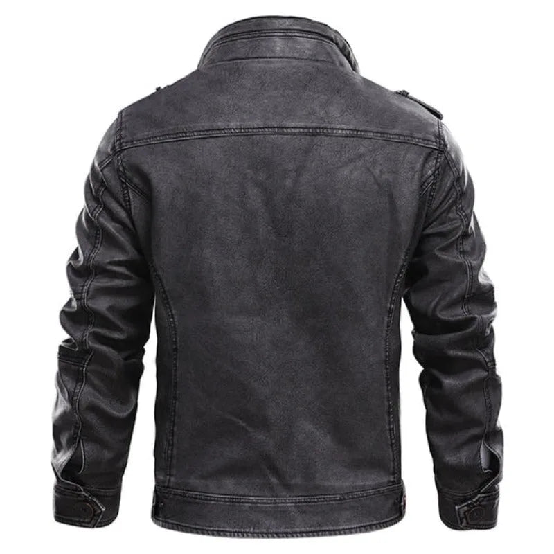 Stijlvolle herenjas met mandarijnkraag, regular fit en ritssluiting. Tijdloze zwarte bovenkleding met epauletten.