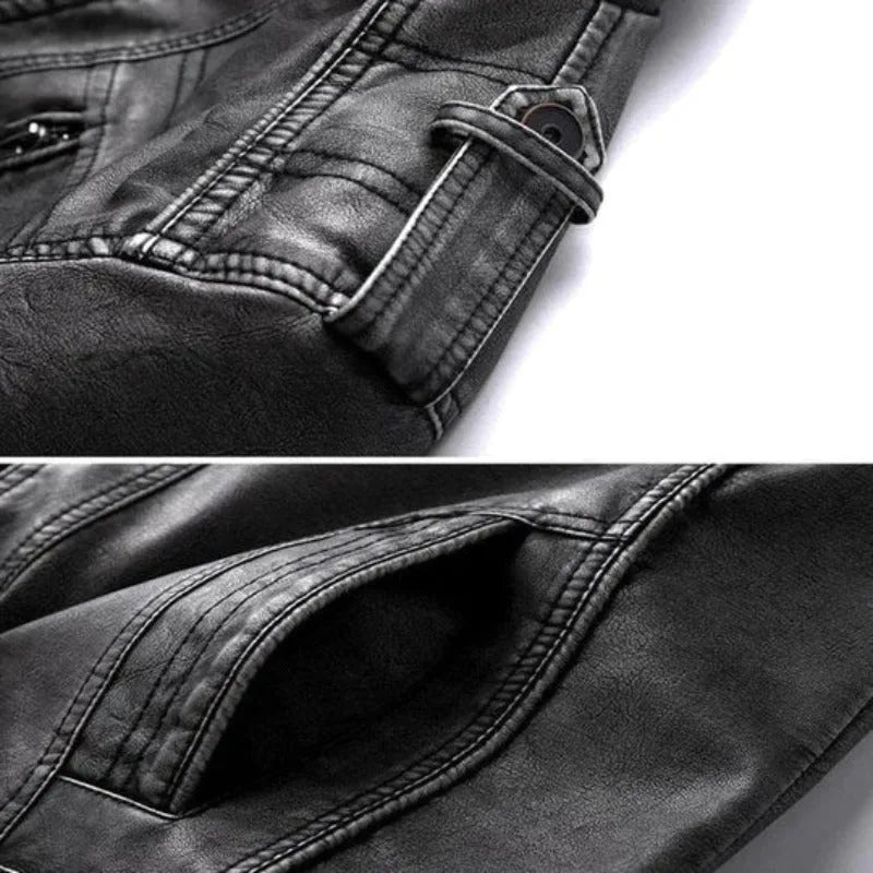 Tijdloze zwarte herenjas met mandarijnkraag voor casual of smart-casual look. Met ritssluiting en epauletten.