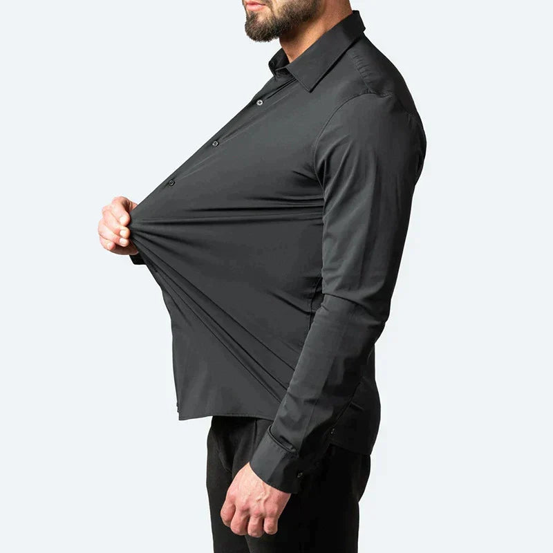 Smart casual heren stretch overhemd, biedt comfort en stijl van kantoor tot na het werk.