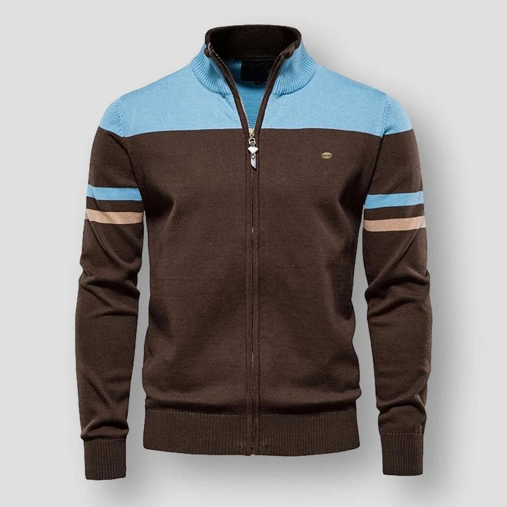 Stijlvol herenvest met rits en mockhals, comfortabel en perfect voor een smartcasual look.