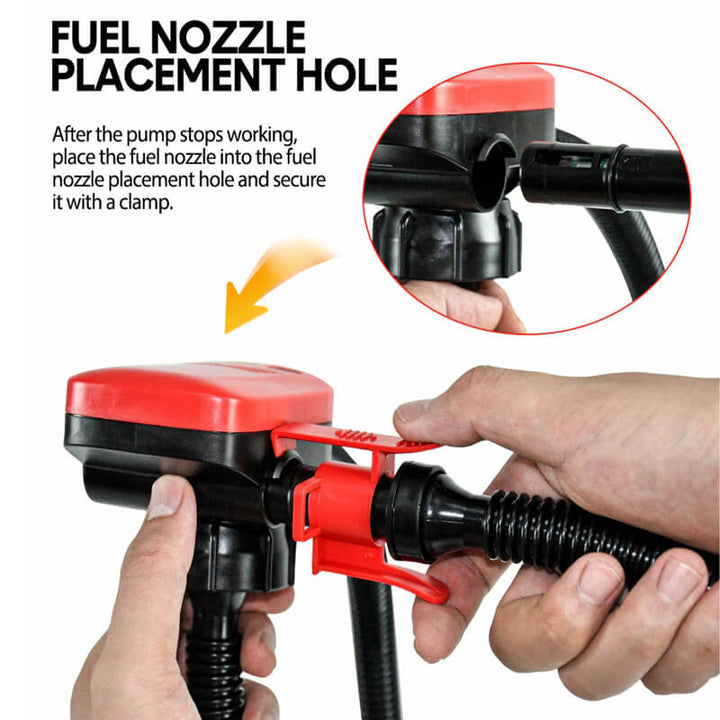 Draagbare universele elektrische brandstofpomp; perfect voor benzine, diesel en olie. Auto, boot, tractor.
