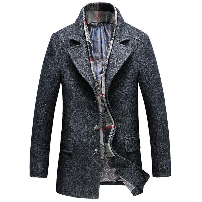 Chique heren winterjas, single-breasted mantel, ideaal voor zowel zakelijk als casual gebruik.