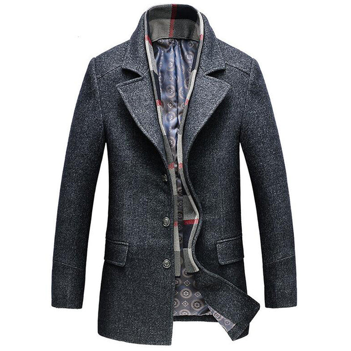 Chique heren winterjas, single-breasted mantel, ideaal voor zowel zakelijk als casual gebruik.