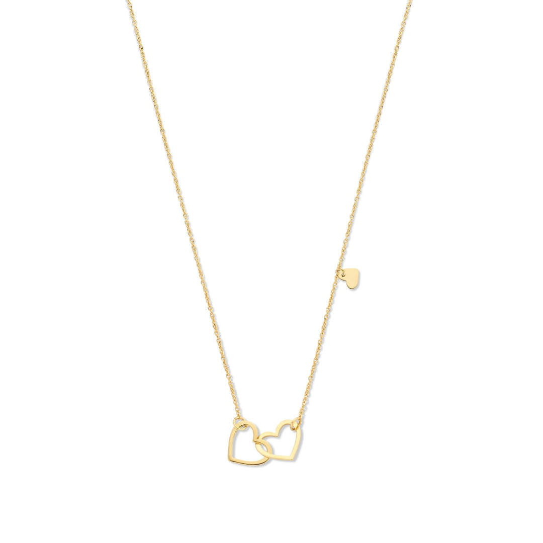 Gouden dames ketting met liefdevolle hartjes hangers, een elegant verguld sieraad, ideaal als cadeau.