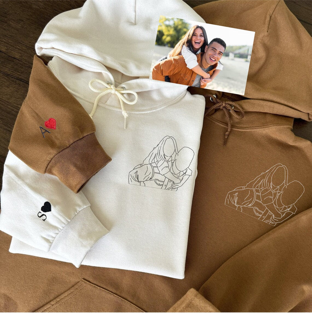 Stijlvol unisex geborduurd sweatshirt met persoonlijke foto. Draag je dierbare herinnering; ideaal voor Moederdag of Valentijn.