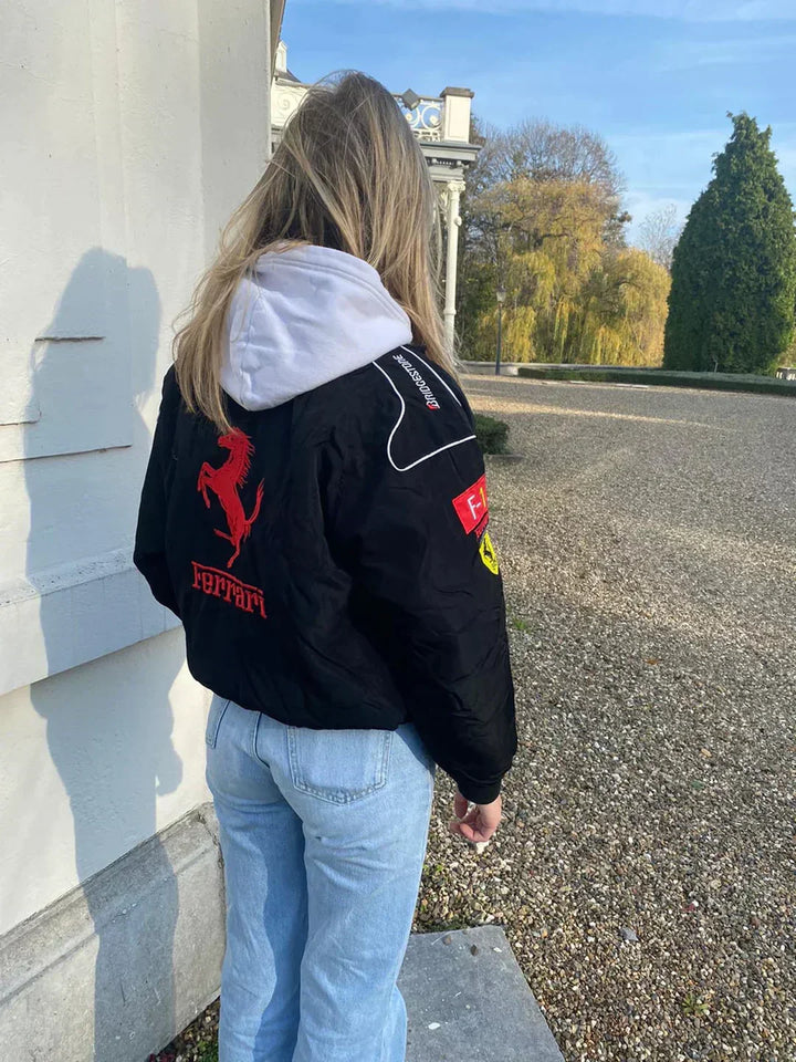 Oversized unisex vintage racerjack, ideaal voor festivals en een sportieve streetwear look.