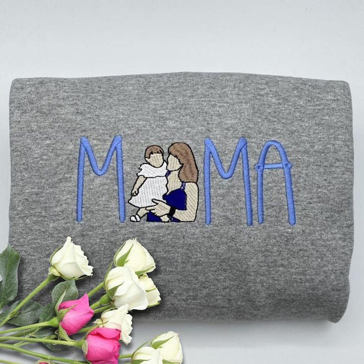 Comfortabele dames hoodie met uniek geborduurd portret, stijlvol en persoonlijk, perfect voor elke vrouw.