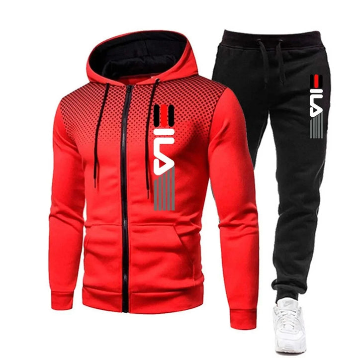 Heren sportief tracksuit met comfortabele hoodie en joggingbroek. Ideaal voor winterse athleisure en vrije tijd.