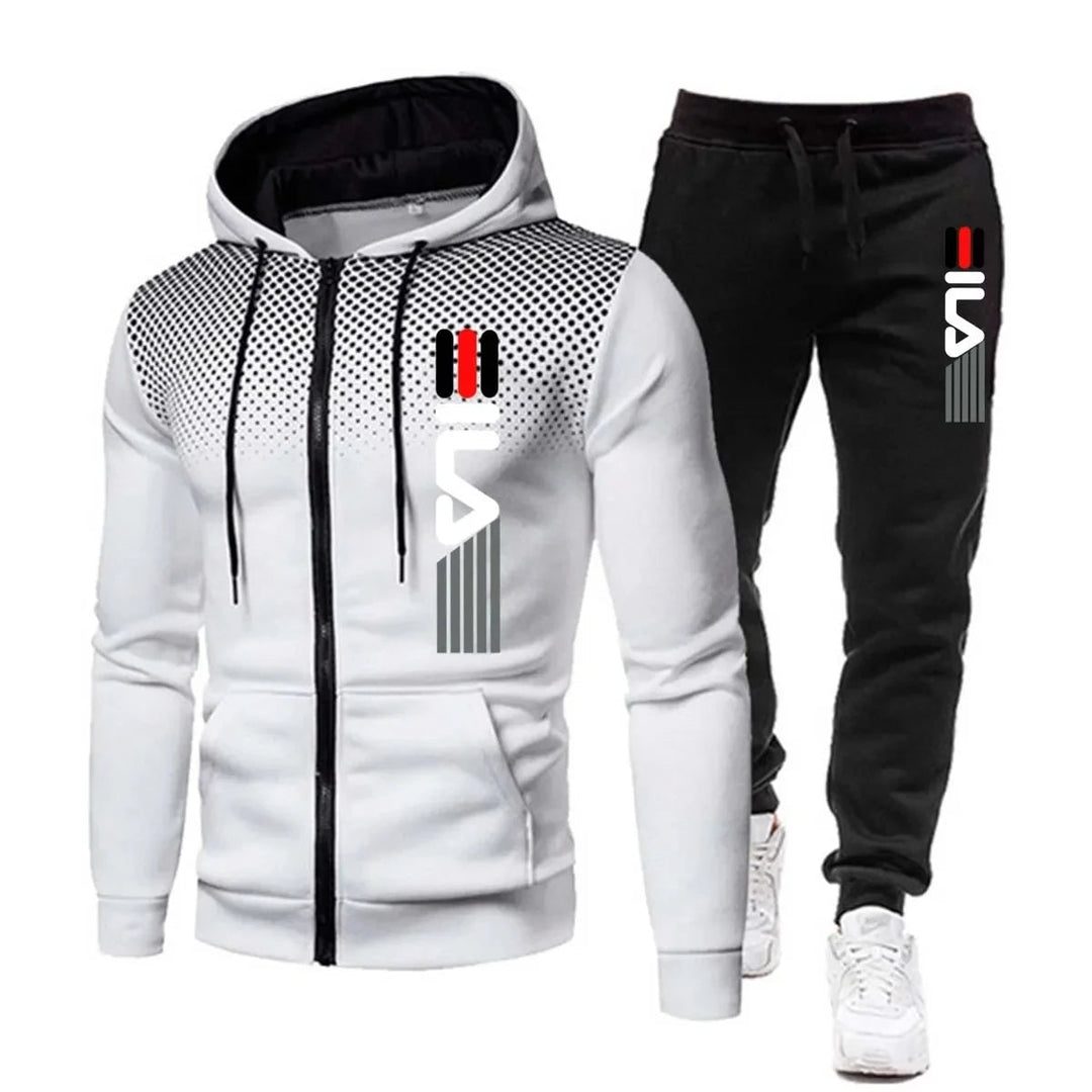 Comfortabele heren tracksuit hoodie, perfect als winterkleding of sportkleding. Zacht en stijlvol.