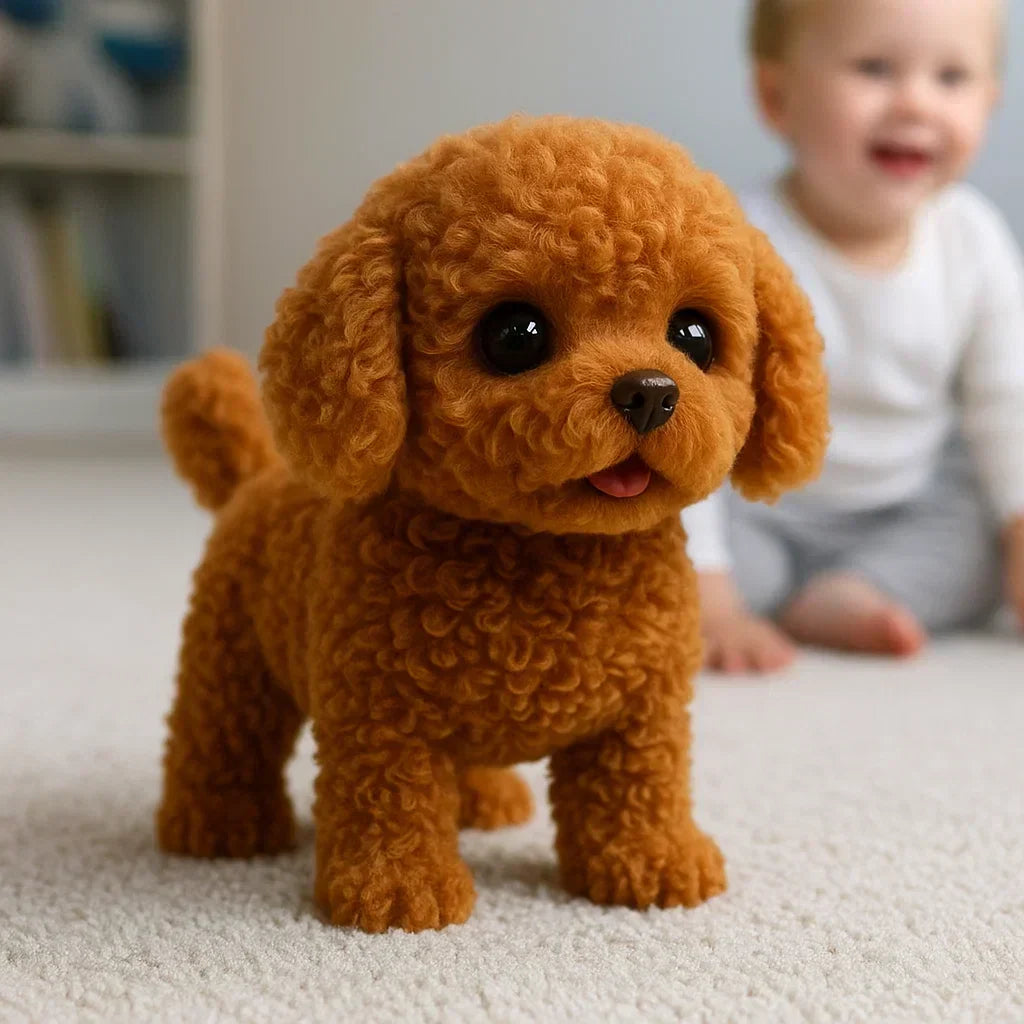Unisex realistische pluche hond, zacht interactief speelgoed, perfect als knuffel of cadeau.